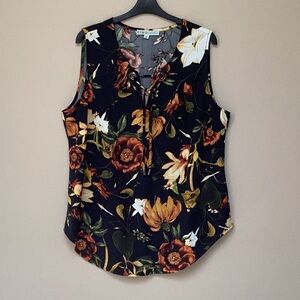 Sleeveless Black Floral Top
